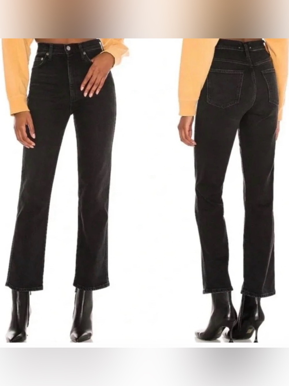 Agolde Women’s Washed Black Pinch Waist Straight Jeans size 25